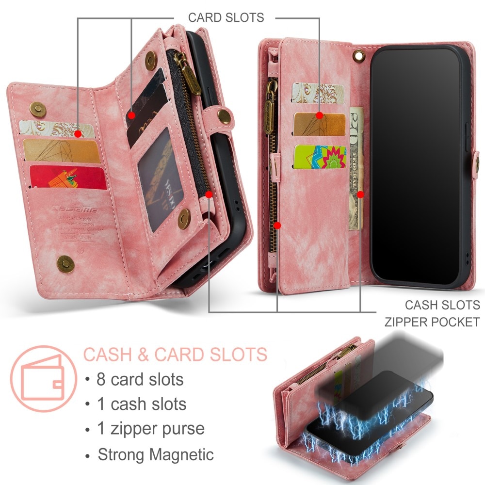 Étui portefeuille multi-cartes iPhone XR, rose