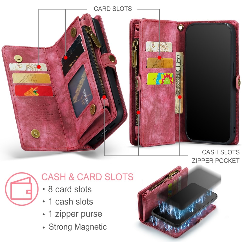 Étui portefeuille multi-cartes iPhone Xs Max Rouge