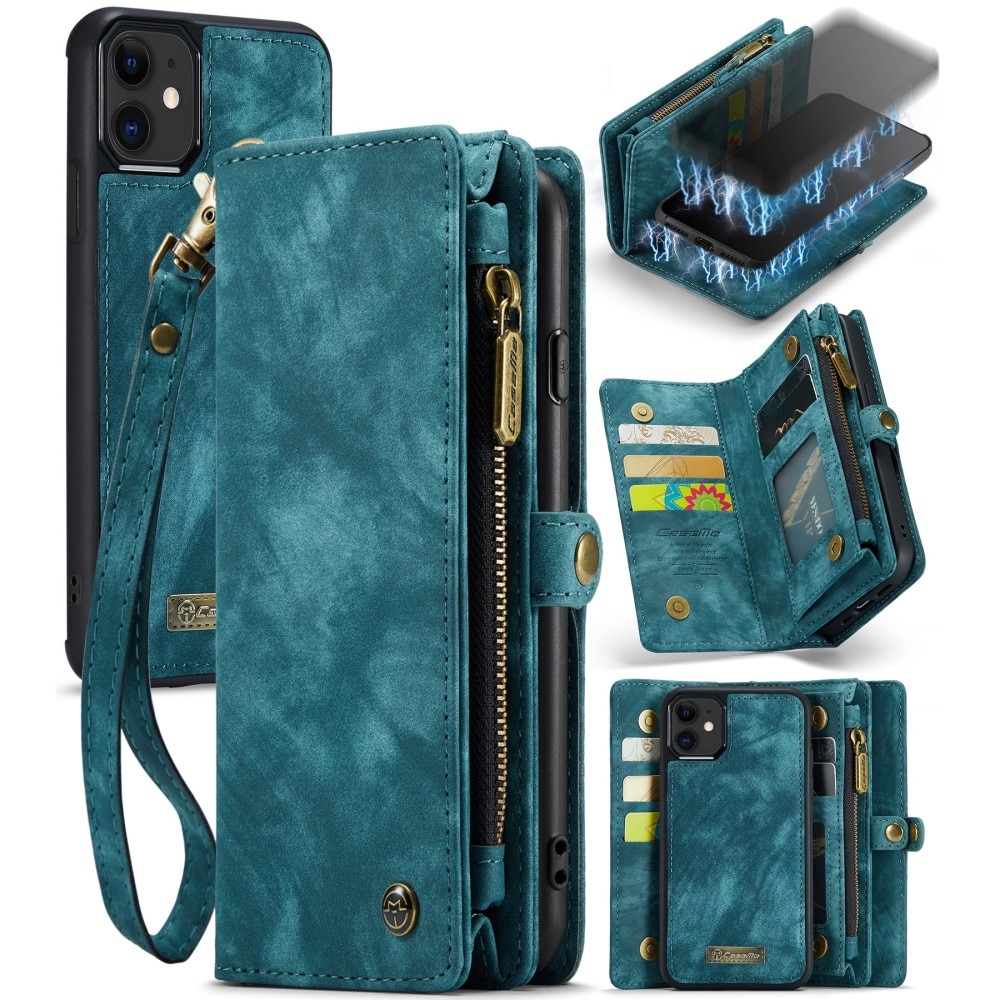 Étui portefeuille multi-cartes iPhone 11, Bleu