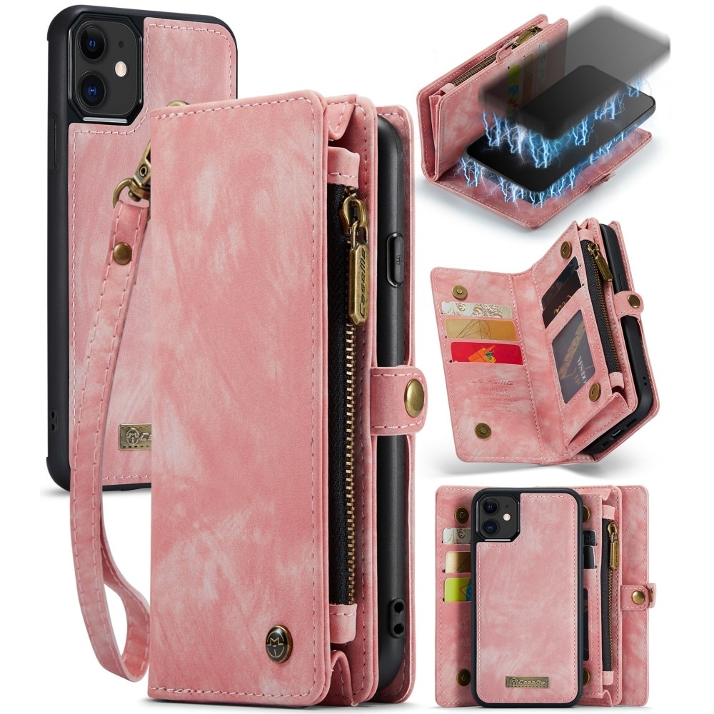 Étui portefeuille multi-cartes iPhone 11, rose