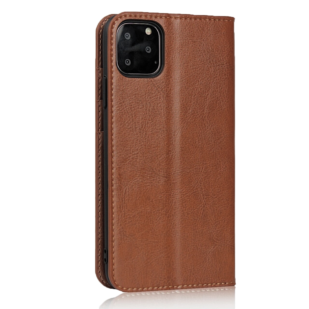 Coque portefeuille en cuir Veritable iPhone 11 Pro, Marron