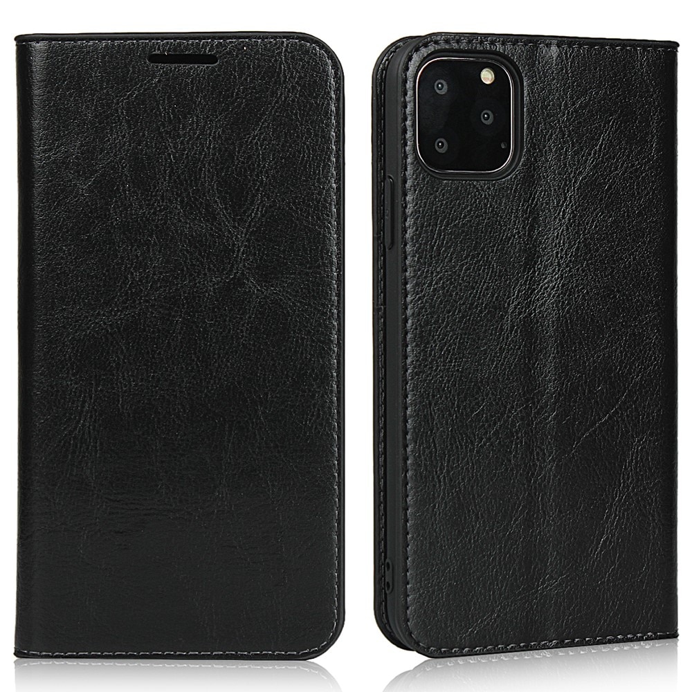 Coque portefeuille en cuir Veritable iPhone 11 Pro, noir