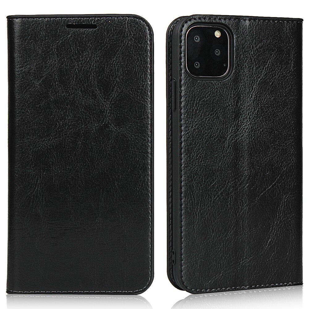 Coque portefeuille en cuir Veritable iPhone 11 Pro, Noir