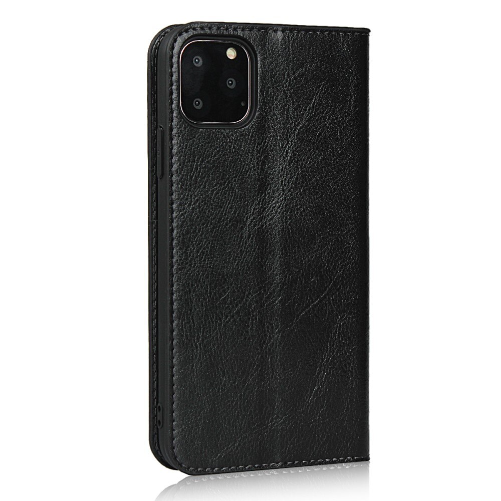 Coque portefeuille en cuir Veritable iPhone 11 Pro, Noir