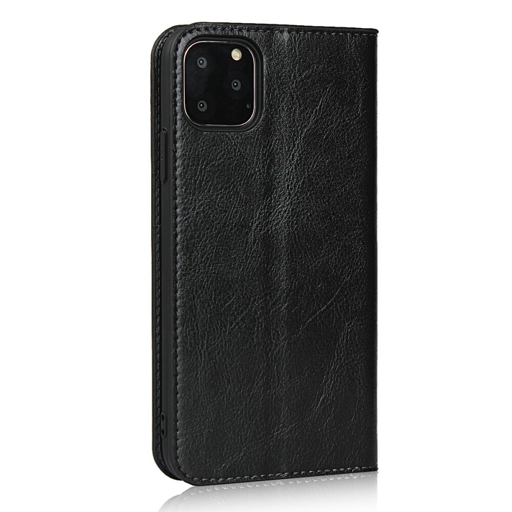 Coque portefeuille en cuir Veritable iPhone 11 Pro, noir