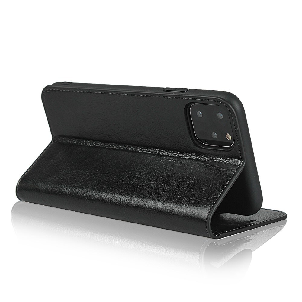 Coque portefeuille en cuir Veritable iPhone 11 Pro, Noir