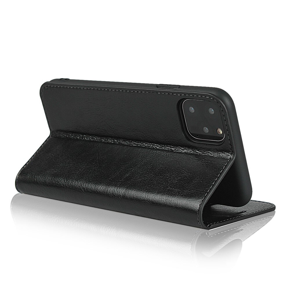 Coque portefeuille en cuir Veritable iPhone 11 Pro, noir