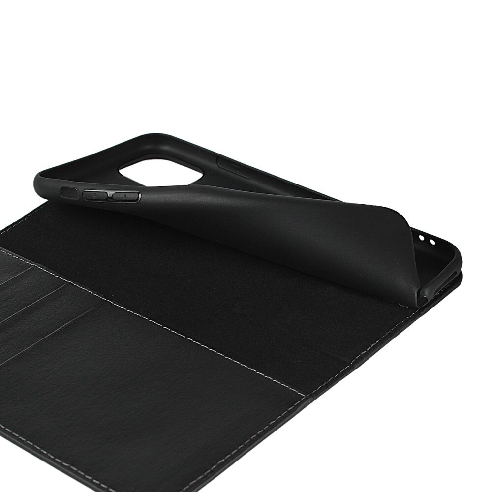 Coque portefeuille en cuir Veritable iPhone 11 Pro, Noir