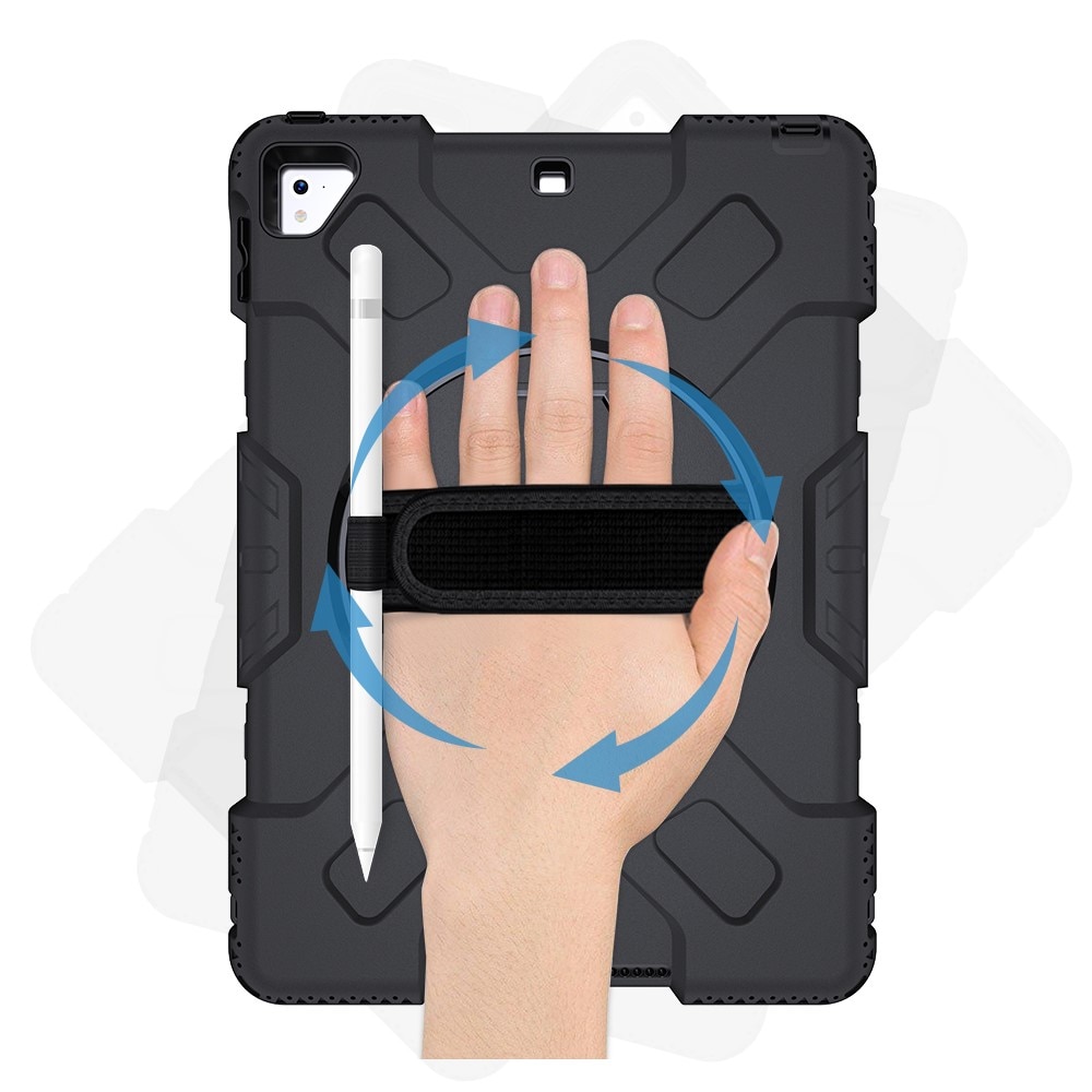 Coque hybride antichoc avec bandoulière iPad 9.7 5th Gen (2017), noir