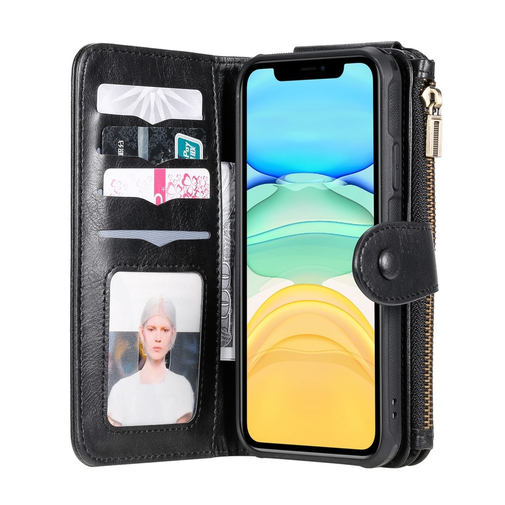 Magnet Leather Multi Wallet iPhone 11, noir