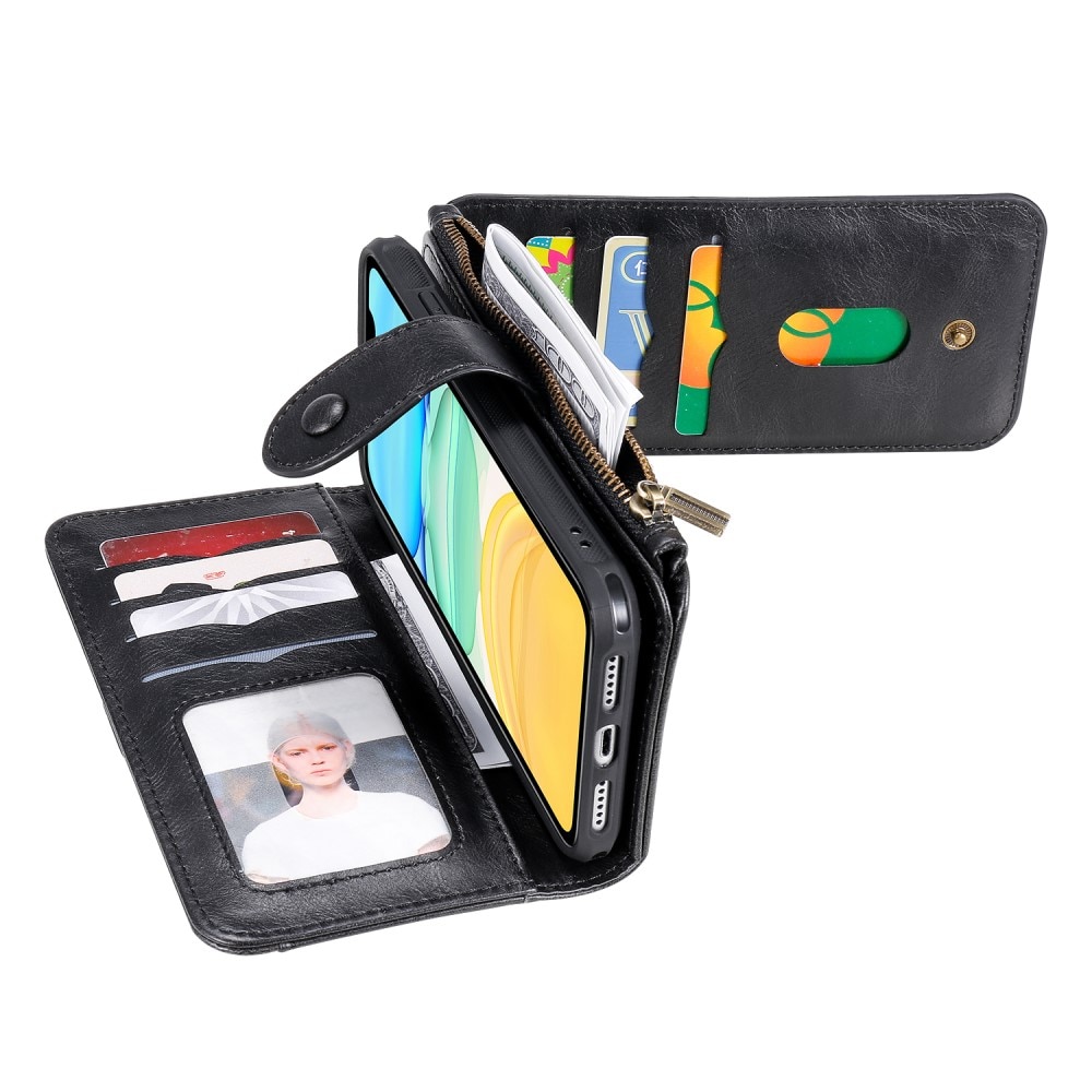 Magnet Leather Multi Wallet iPhone 11, noir