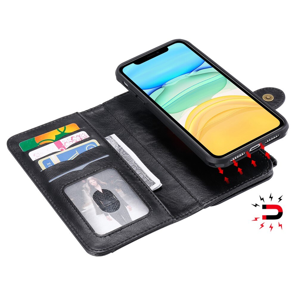 Magnet Leather Multi Wallet iPhone 11, noir