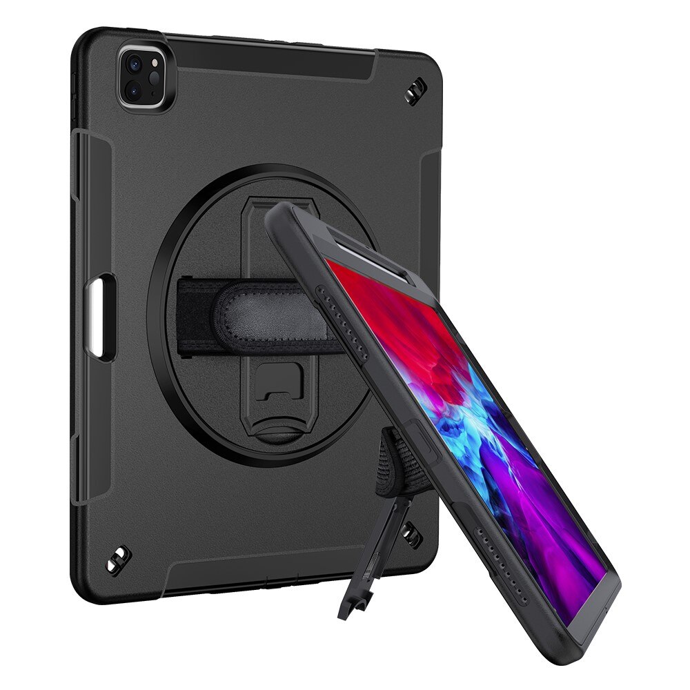 Coque hybride antichoc avec bandoulière iPad Pro 12.9 5th Gen (2021), noir