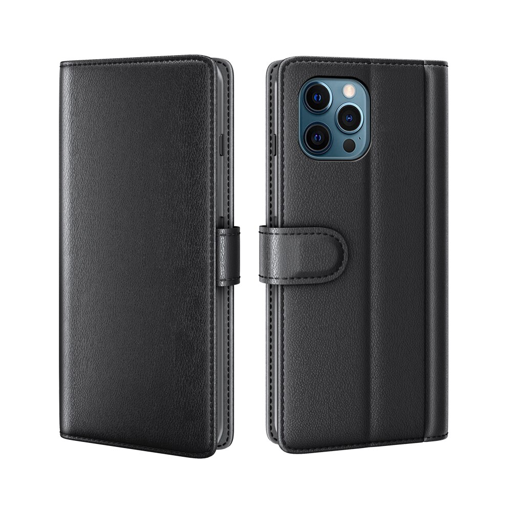 Étui en cuir veritable iPhone 12 Pro Max, Noir
