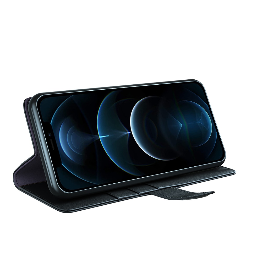 Étui en cuir veritable iPhone 12 Pro Max, Noir