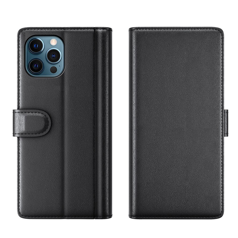 Étui en cuir veritable iPhone 12 Pro Max, Noir