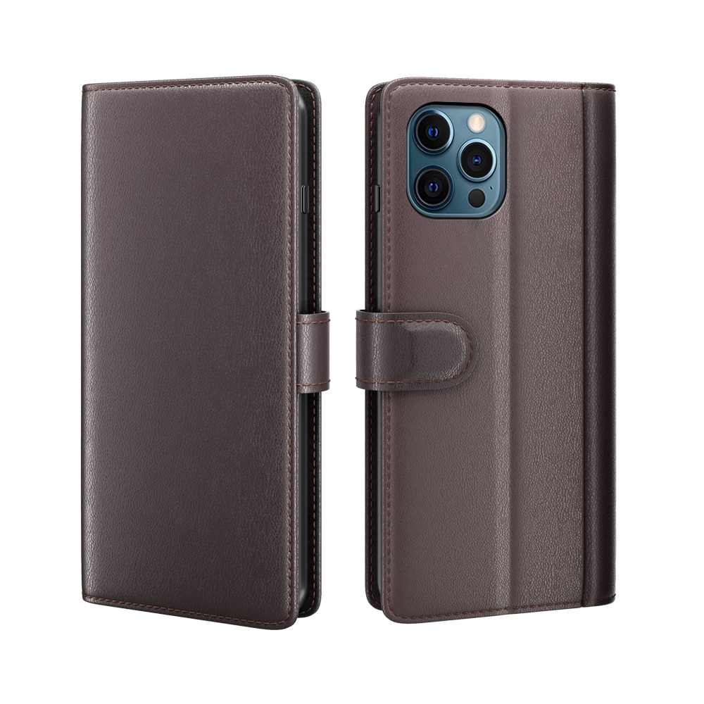 Étui en cuir veritable iPhone 12 Pro Max, Marron