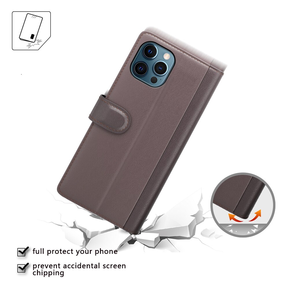 Étui en cuir veritable iPhone 12 Pro Max, Marron