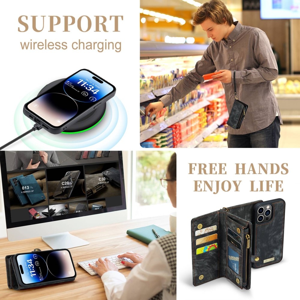 Étui portefeuille multi-cartes iPhone 12 Pro Max, Gris