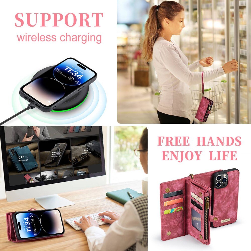 Étui portefeuille multi-cartes iPhone 12 Pro Max, Rouge