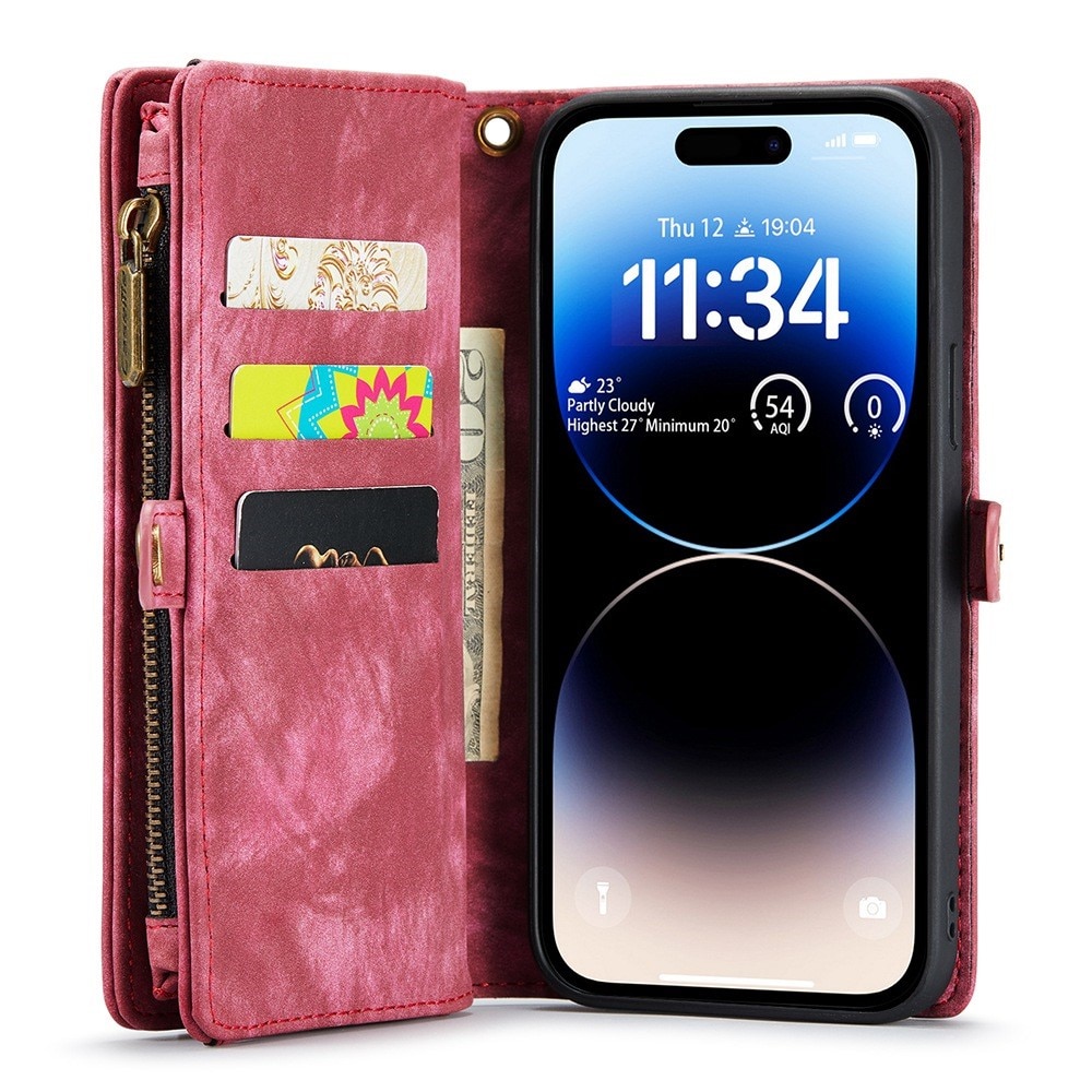 Étui portefeuille multi-cartes iPhone 12 Pro Max, Rouge