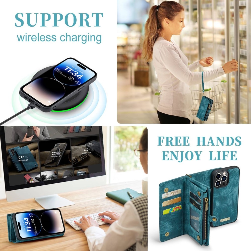 Étui portefeuille multi-cartes iPhone 12 Pro Max, Bleu
