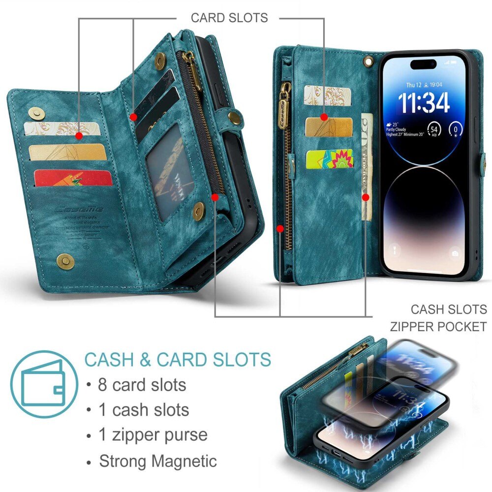 Étui portefeuille multi-cartes iPhone 12 Pro Max, Bleu