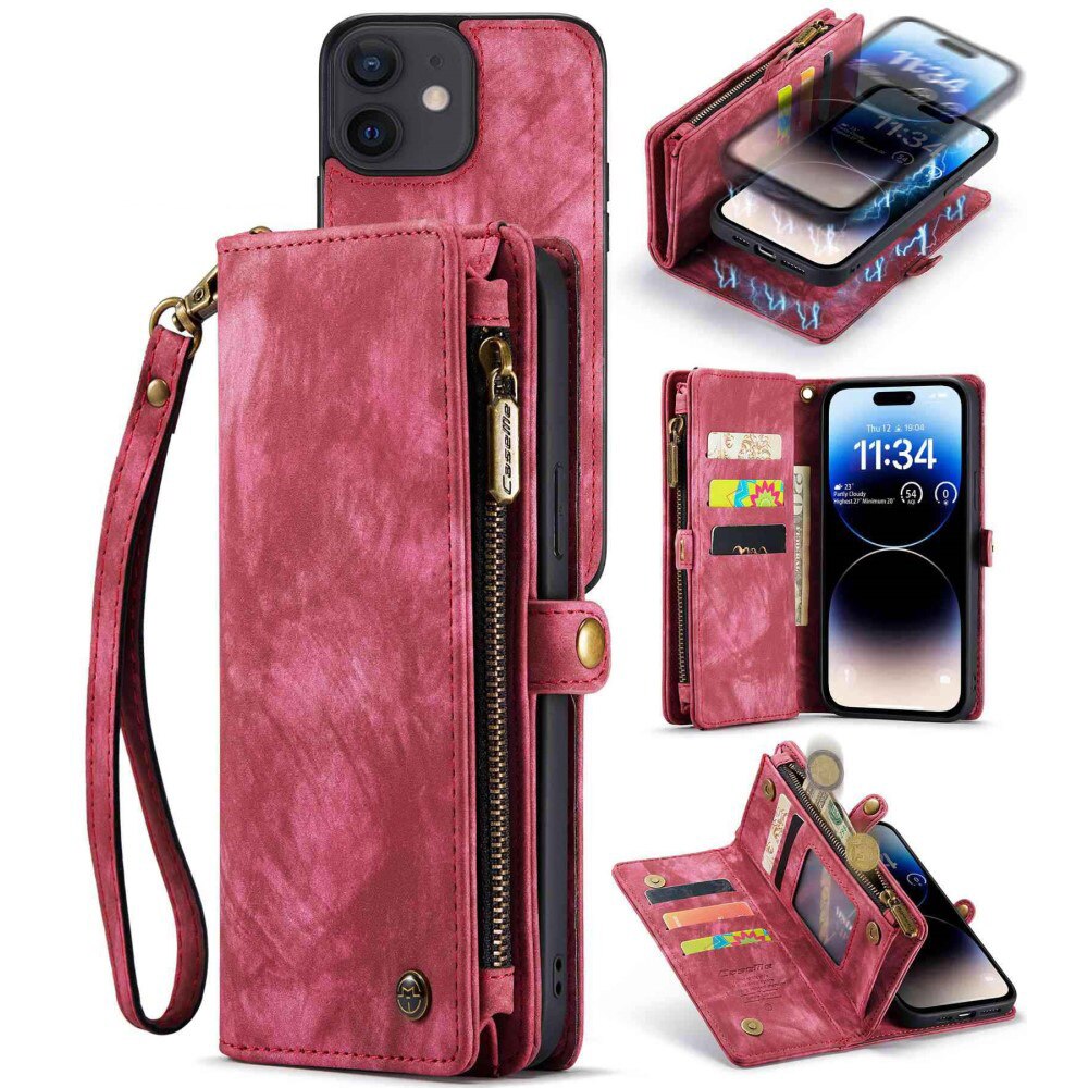 Étui portefeuille multi-cartes iPhone 12/iPhone 12 Pro, Rouge
