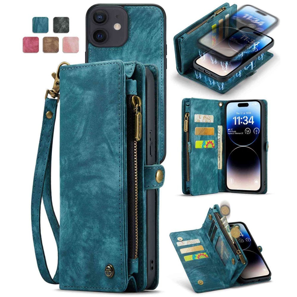 Étui portefeuille multi-cartes iPhone 12/iPhone 12 Pro, Bleu
