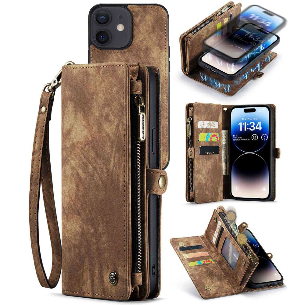 Étui portefeuille multi-cartes iPhone 12/iPhone 12 Pro, Marron