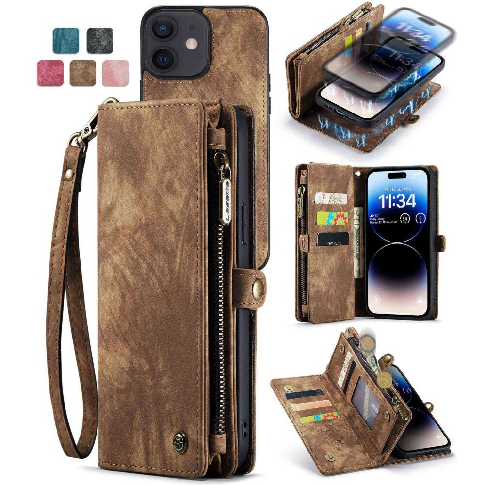 Étui portefeuille multi-cartes iPhone 12/12 Pro Marron