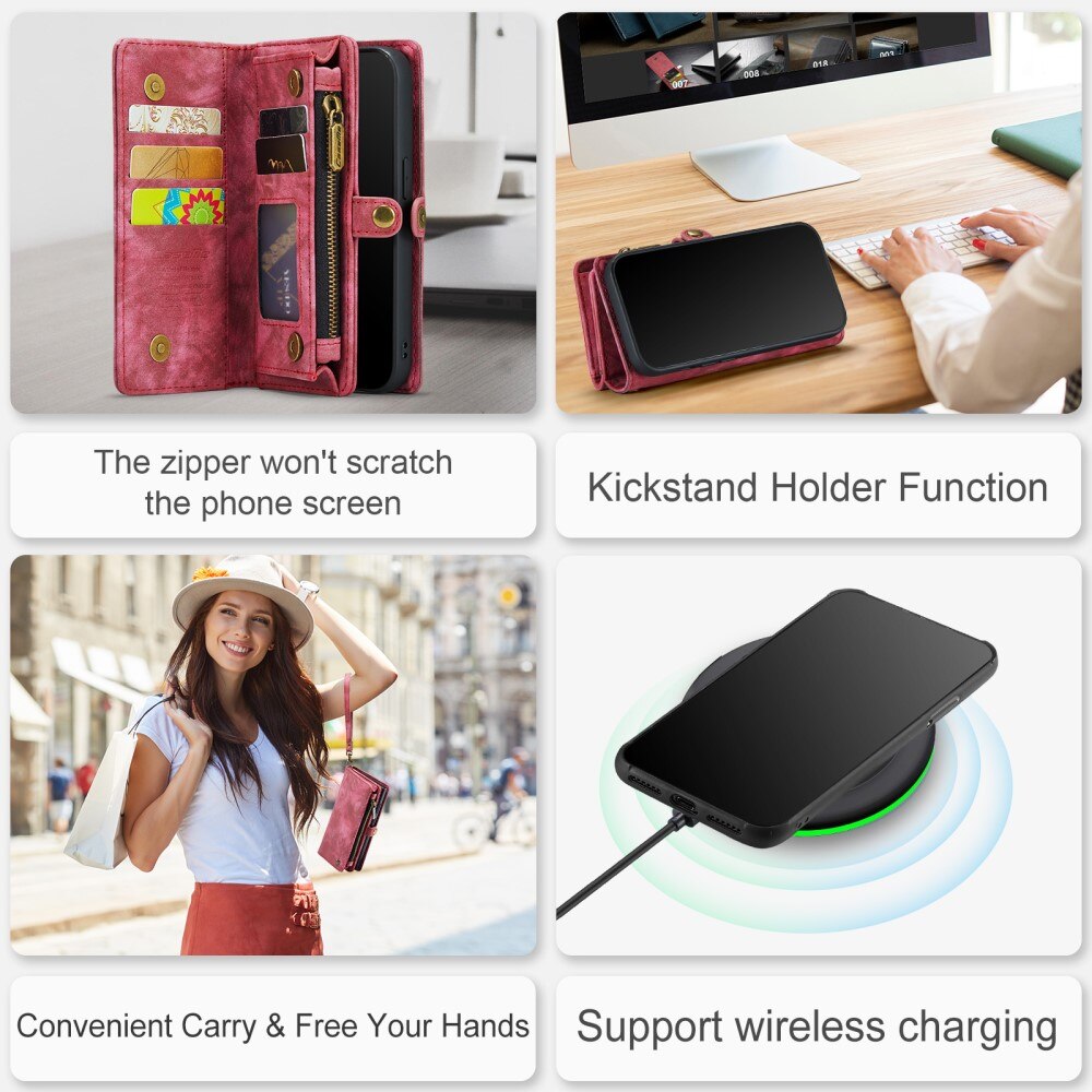 Étui portefeuille multi-cartes iPhone 12 Mini, Rouge