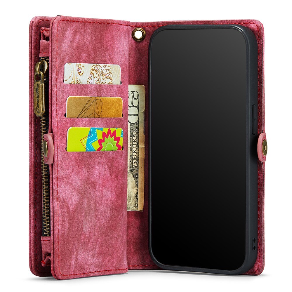 Étui portefeuille multi-cartes iPhone 12 Mini, Rouge