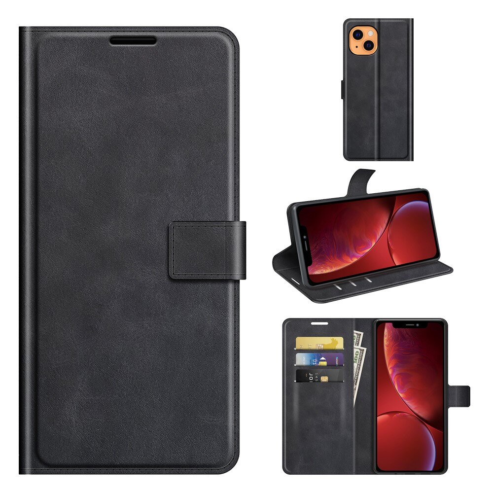 Étui portefeuille Leather Wallet iPhone 13 Mini Black