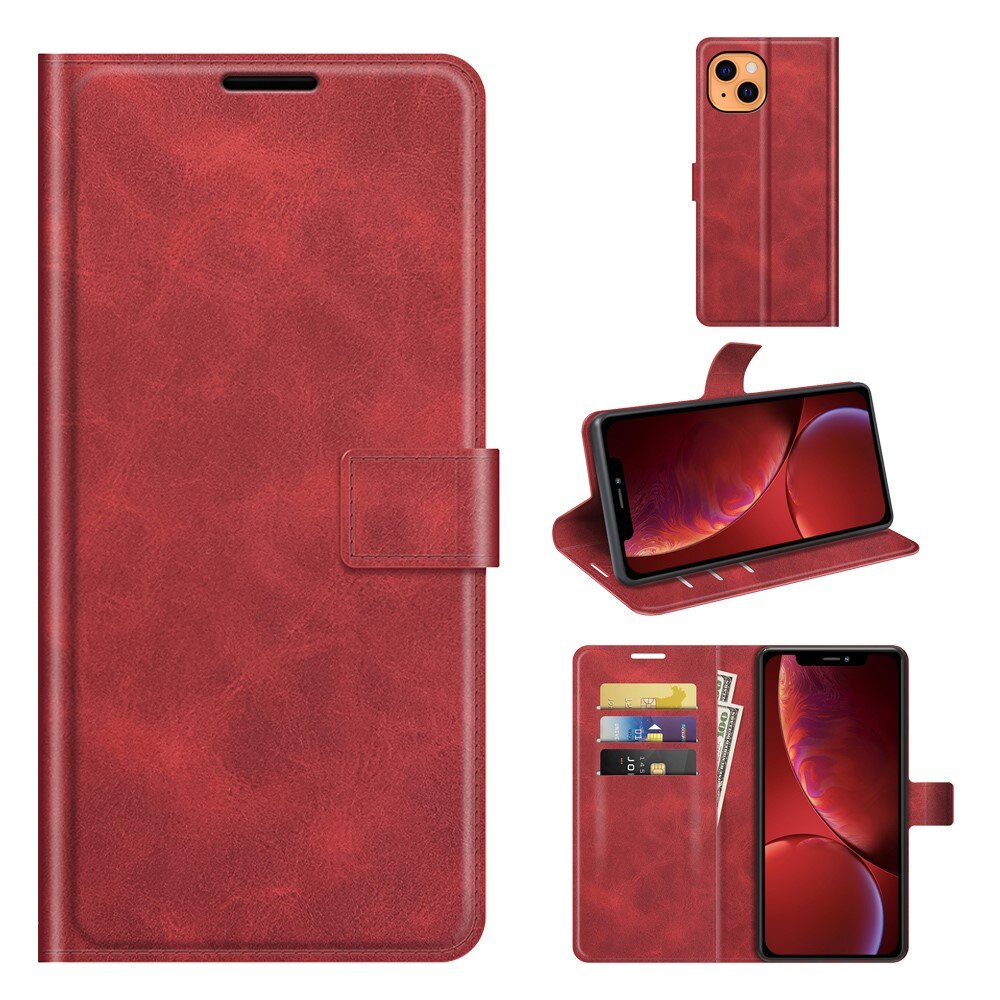 Étui portefeuille Leather Wallet iPhone 13 Mini Red