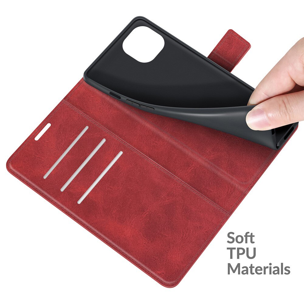 Étui portefeuille Leather Wallet iPhone 13 Mini Red