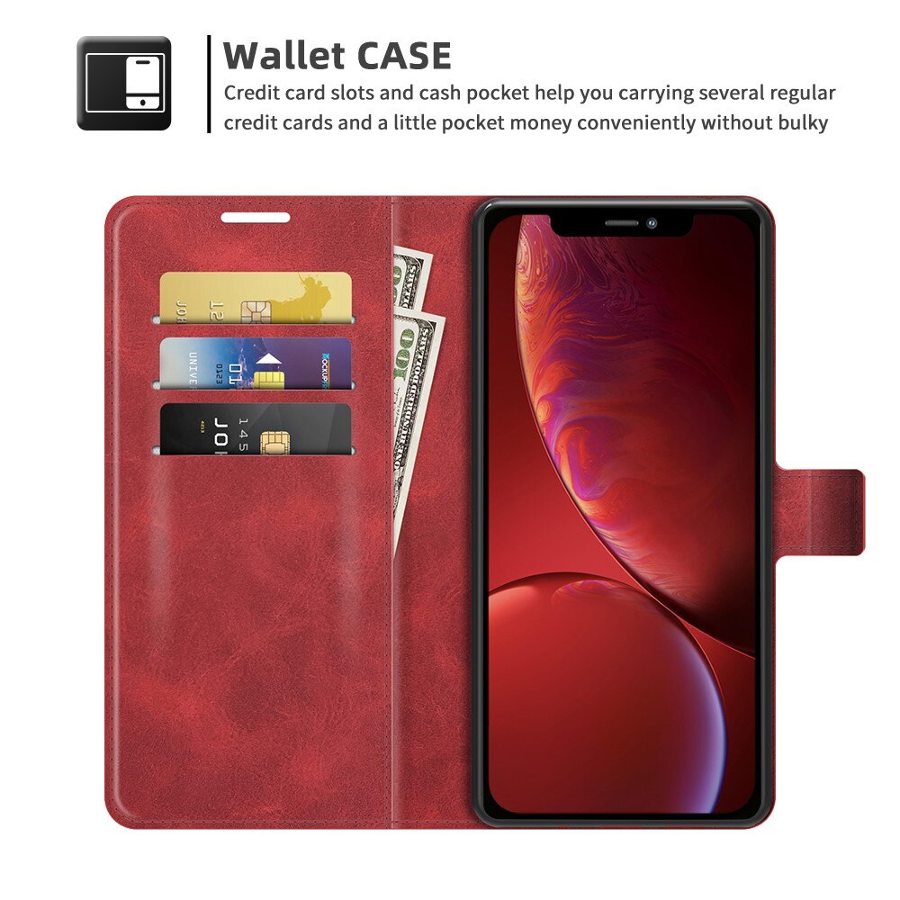 Étui portefeuille Leather Wallet iPhone 13 Mini Red