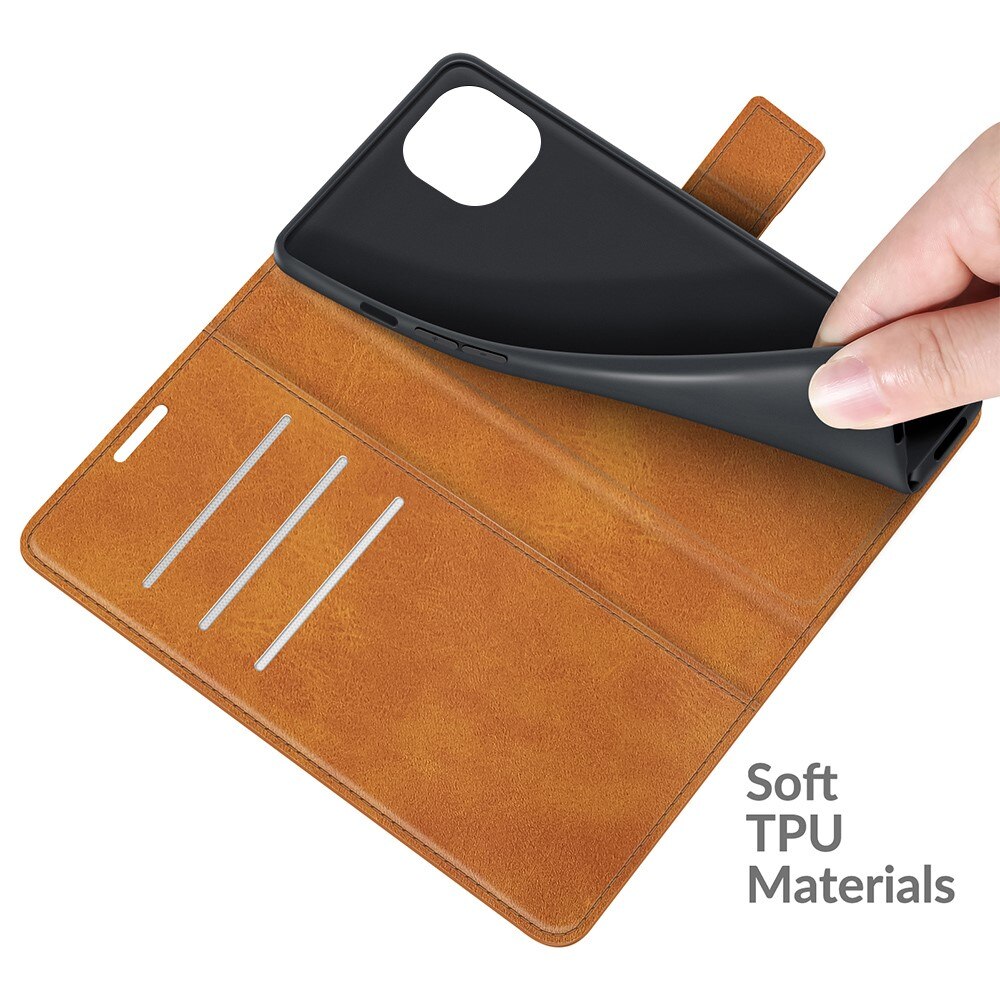 Étui portefeuille Leather Wallet iPhone 13 Mini Cognac