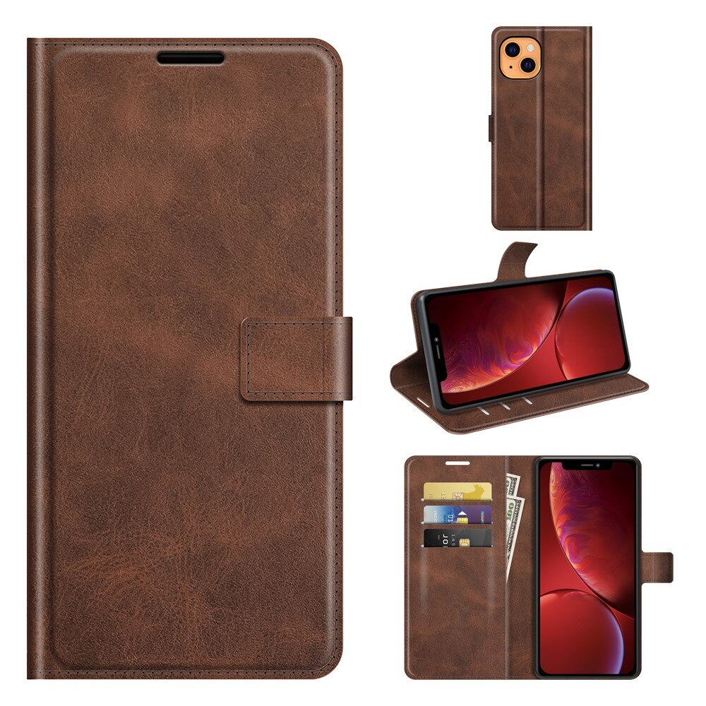 Étui portefeuille Leather Wallet iPhone 13 Mini Brown