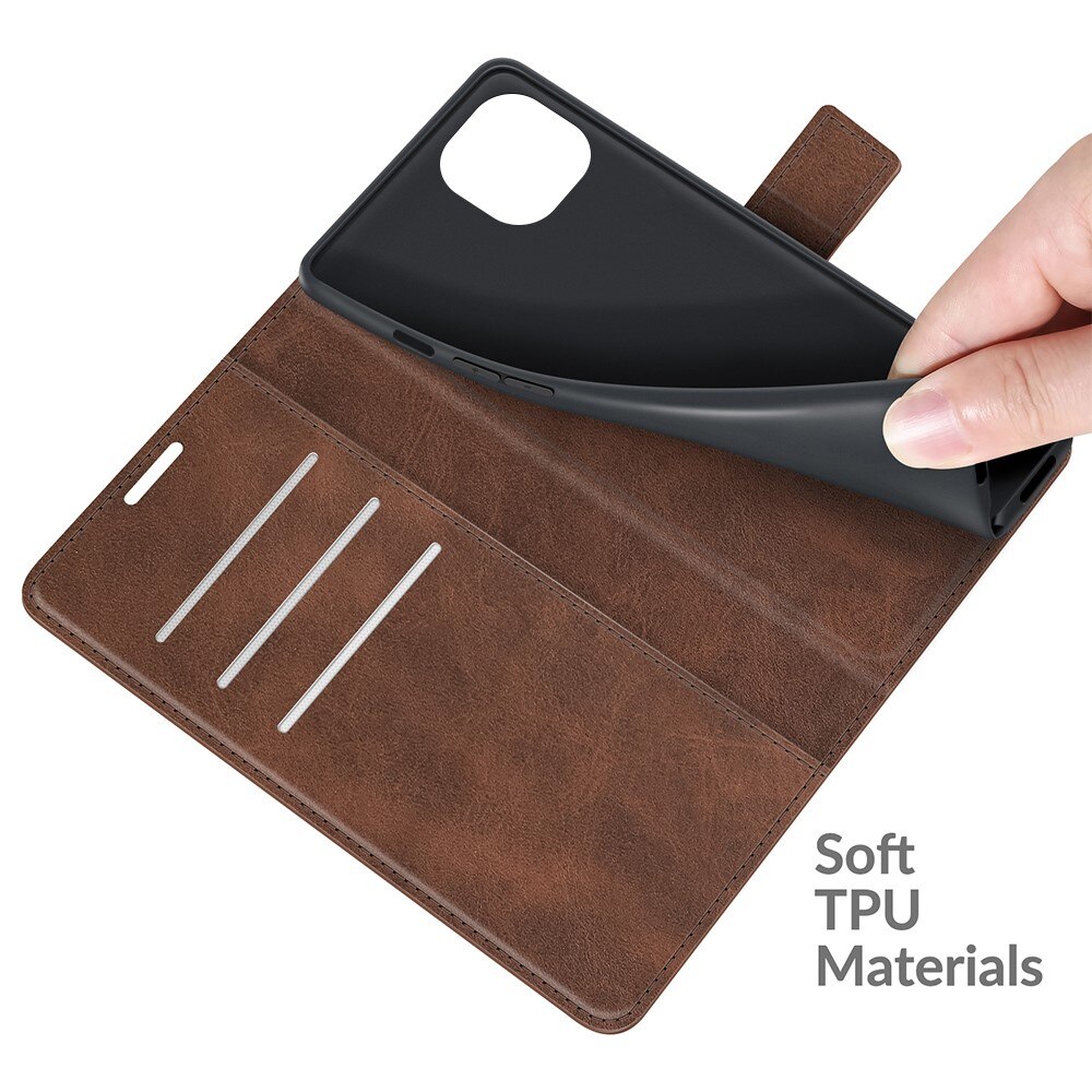 Étui portefeuille Leather Wallet iPhone 13 Mini Brown