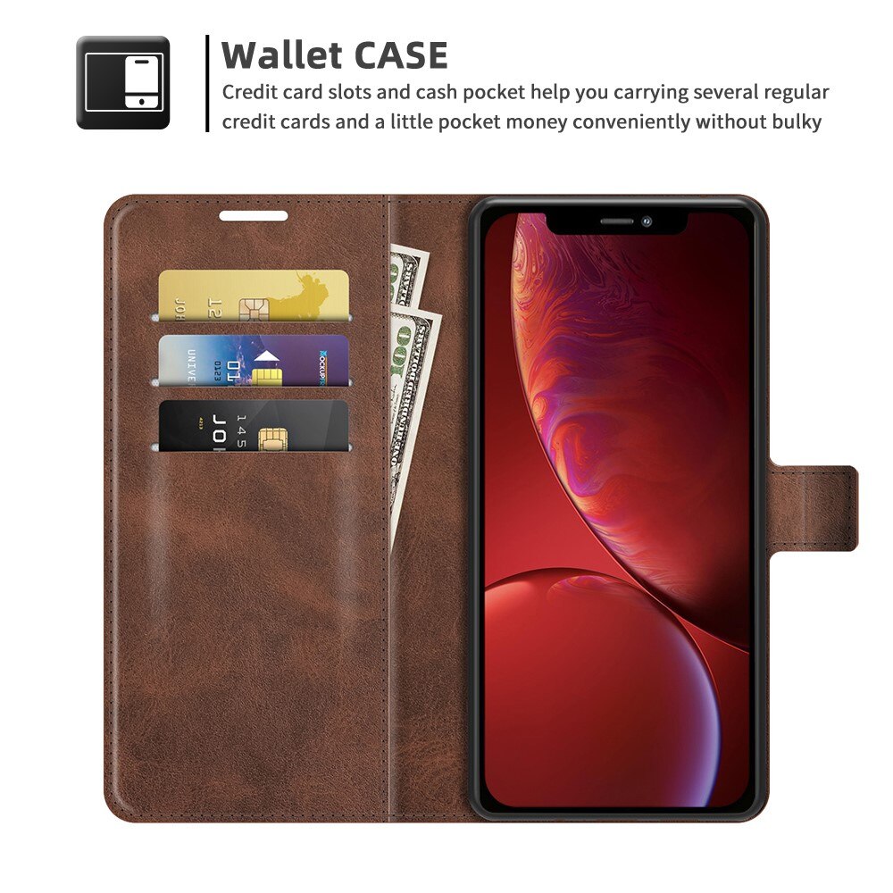 Étui portefeuille Leather Wallet iPhone 13 Mini Brown