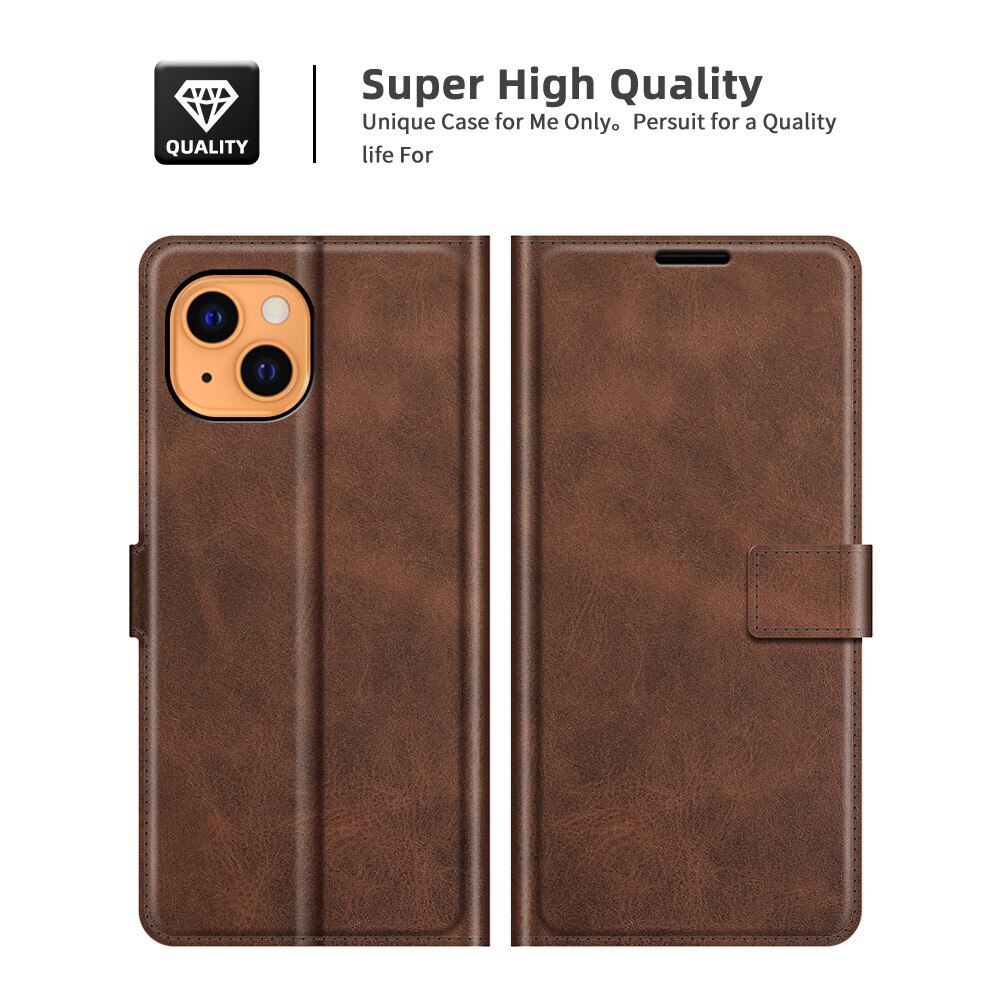 Étui portefeuille Leather Wallet iPhone 13 Mini Brown