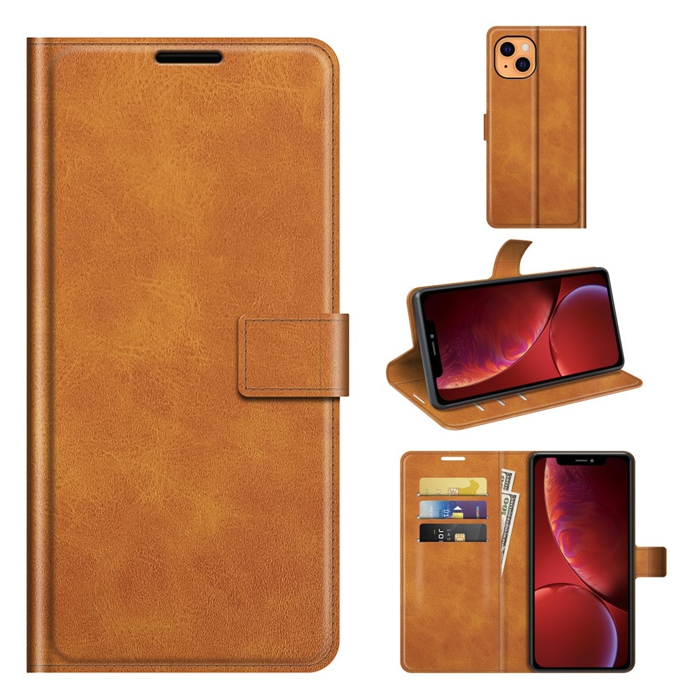Étui portefeuille Leather Wallet iPhone 13 Cognac