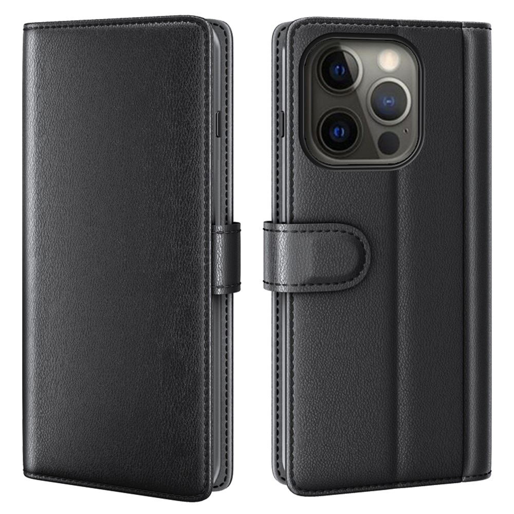 Étui en cuir veritable iPhone 13 Pro Max, Noir