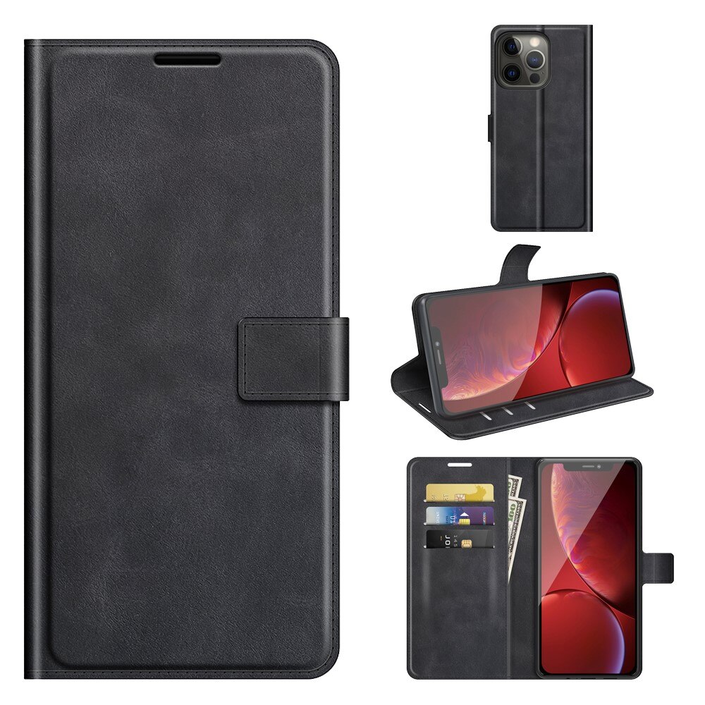 Étui portefeuille Leather Wallet iPhone 13 Pro Max Black