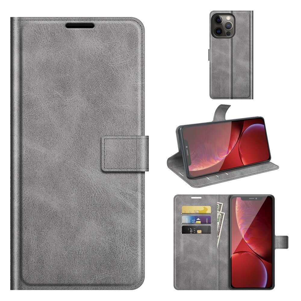 Étui portefeuille Leather Wallet iPhone 13 Pro Max Grey