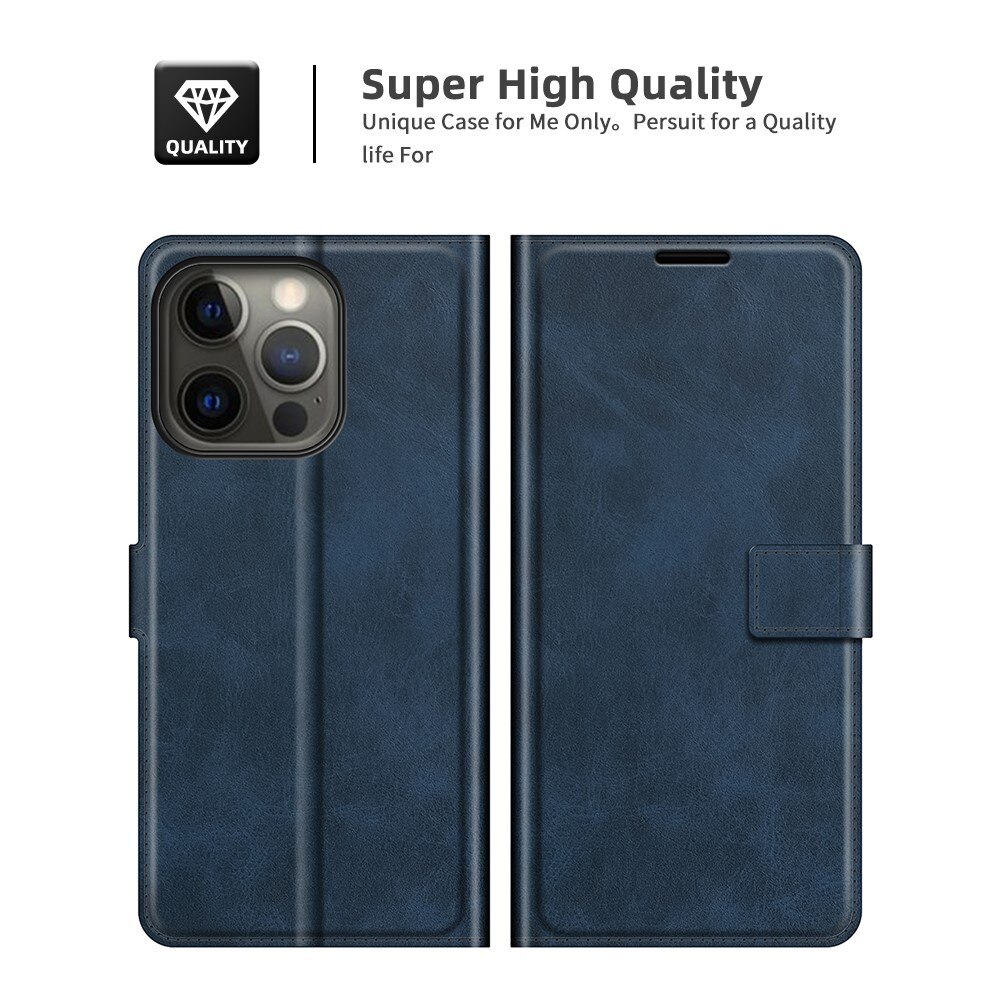 Étui portefeuille Leather Wallet iPhone 13 Pro Max Blue