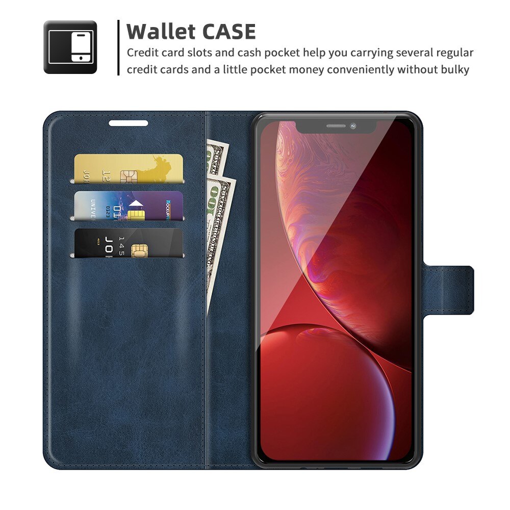 Étui portefeuille Leather Wallet iPhone 13 Pro Max Blue