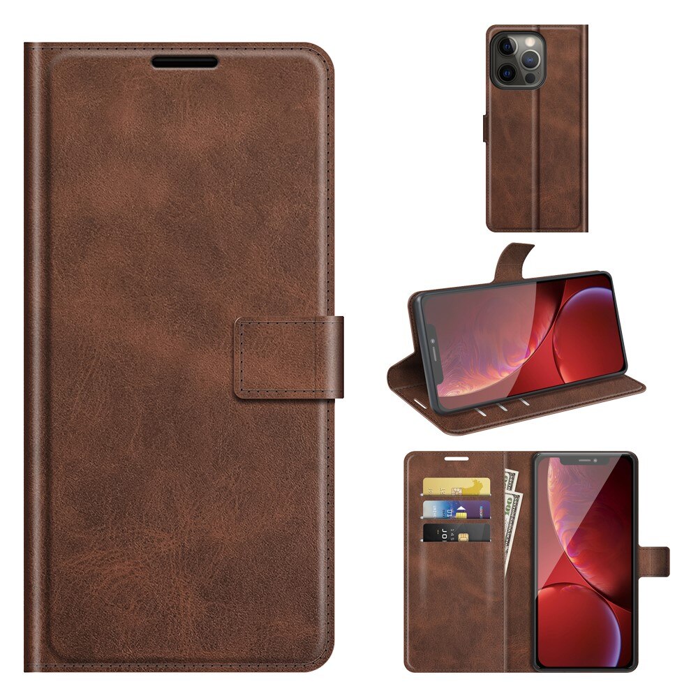 Étui portefeuille Leather Wallet iPhone 13 Pro Max Brown