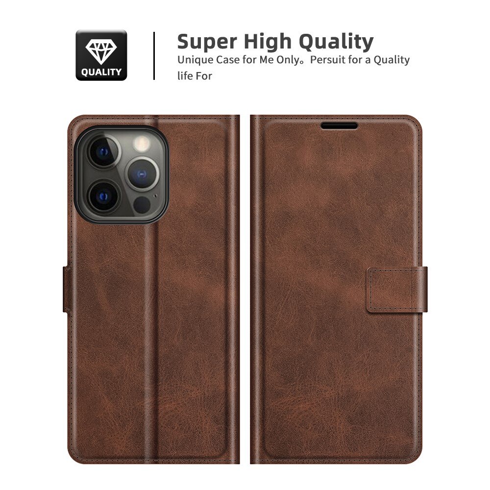 Étui portefeuille Leather Wallet iPhone 13 Pro Max Brown